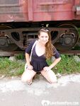 Horny brunette showing her naked body in public - Photo #3