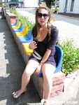 Horny brunette showing her naked body in public - Photo #6