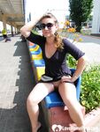 Horny brunette showing her naked body in public - Photo #7
