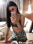Hot schoolgirl reveals her tits in the mirror - Photo #13