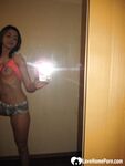 Astonishing skinny brunette flashes her juicy titties - Photo #7