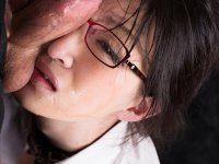 Nerdy Japanese slave girl gags on cock during a throat fucking - Photo #12