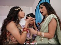 Horny Indian lesbians give each other pussy licking in a wild threesome - Photo #2