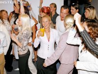 Seductive gals are into cock sucking contest at the drunk party - Photo #1
