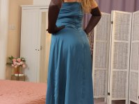 Blonde woman Brianna Olivia goes topless in a long gloves and pantyhose - Photo #2