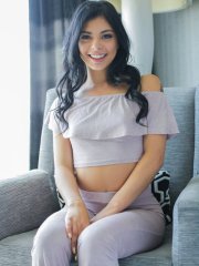 Brazilian teen Gina Valentina slips yoga pants over her booty to get naked