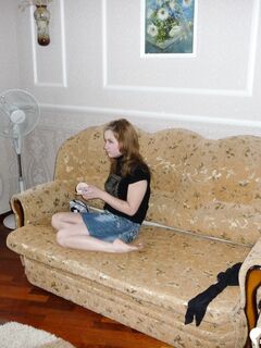 Hot wife in stockings shows off her tits