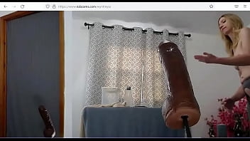 blonde milf lets herself be fucked anally by horny thick machine dildo