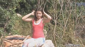 Teen strips after her hike