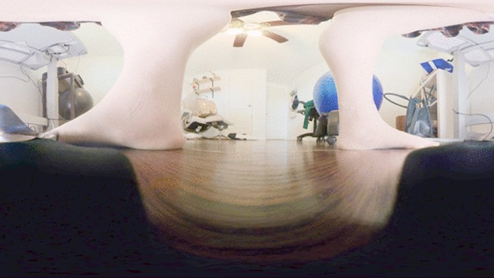 Laying directly under her as she works 360vr