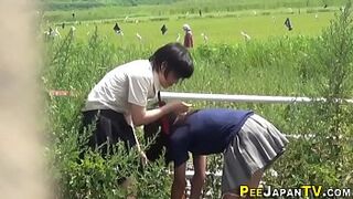 Japanese teen babes pee