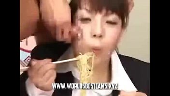 Japanese Food Porn Having Bukkakke While Eating Food