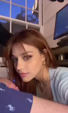 Cutie gives him head while he games